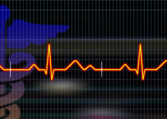 Cardiogram illustration with grid background