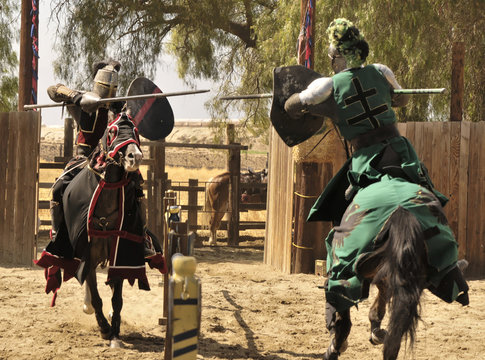 Two Knights Jousting