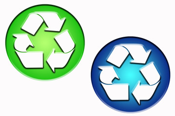 Obraz premium grren and blue recycle symbols