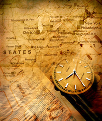 Clock with old textured map