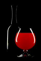 Bottle of wine and wineglass