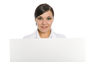 Fototapeta premium businesswoman with banner