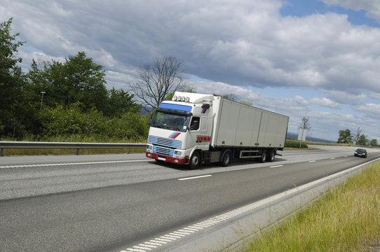 truck haulage on motorway