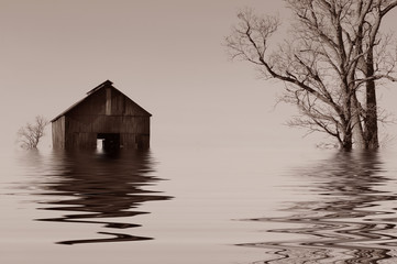 Flooded Iowa farmhouse