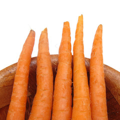 Carrots in wooden dish