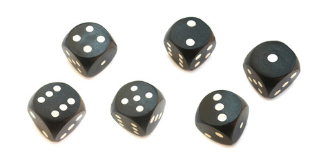 Dice six isolated on white background