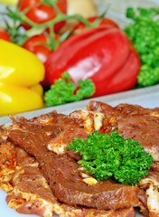 Close up vegetable and devil meat