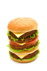 big burger on white background