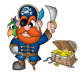Pirate with treasure chest