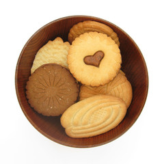 Biscuits cookies in wooden dish