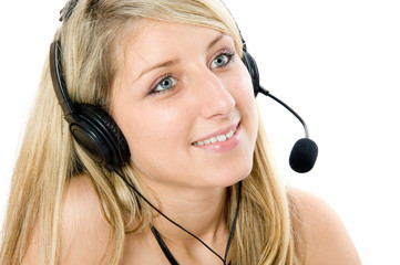 Beautiful business woman with headset.