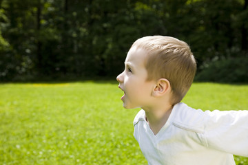 Happy Time. Running Kid.