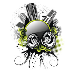 vector music city illustration