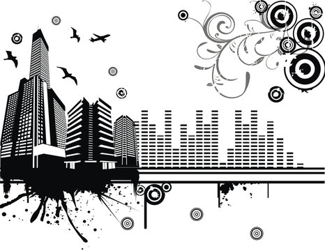 vector music city illustration
