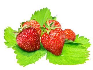 Fresh and tasty strawberries isolated on white background