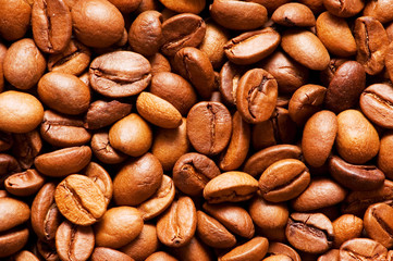 Close up of freshly roasted coffee beans