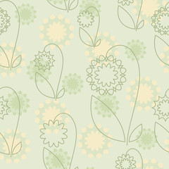 Seamless pattern with  abstract flowers