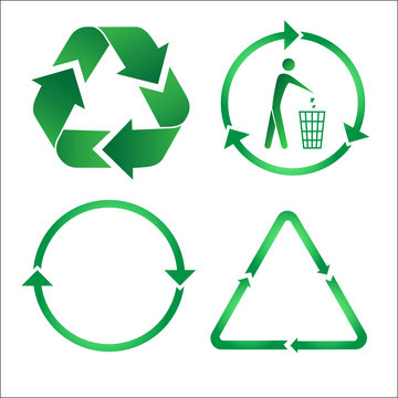 Recycle icons. Green and white.