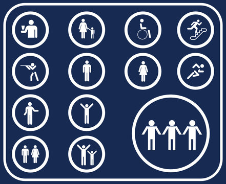 Set buttons. Pictographs of people  