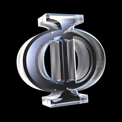 phi symbol in glass (3d)