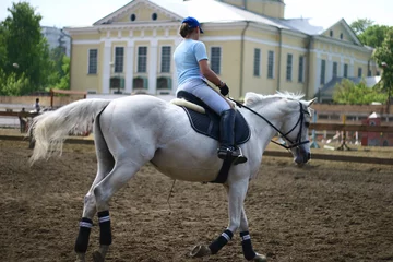 Fotobehang Paardrijden girl horse riding