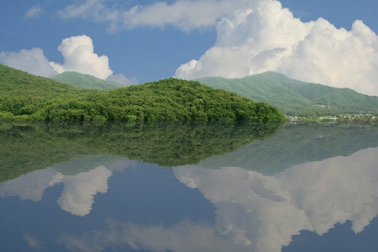 Lake Gwacheon with stunning reflection