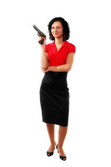Fototapeta na wymiar Woman with gun