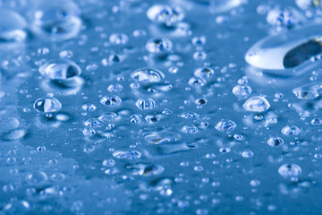 Water drops on a glass surface