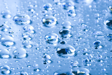 Water drops on a glass surface