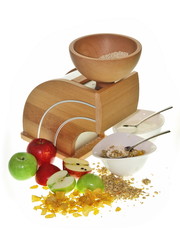 wellness frühstück,kornmühle,getreide,obst,joghurt