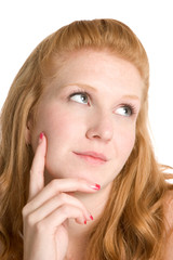 Naklejka premium Thinking Redhead