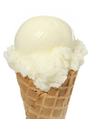 Vanilla Ice Cream scoop in a waffel cone