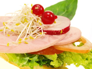 belegte brötchen,baguette,mortadella,sprossen,salat