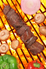 Beef shish kabob and grilled veggies