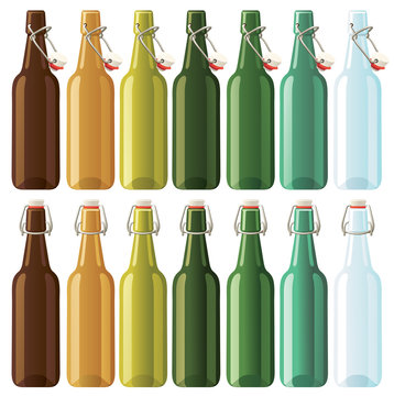 Assorted empty beer bottles
