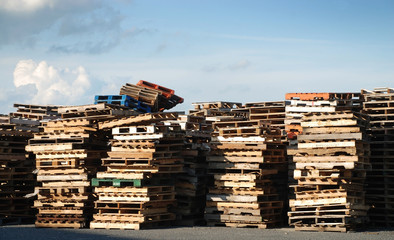 Piles of wooden pallets