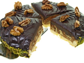 party dessert, walnuss schokoladenkuchen, winterküche