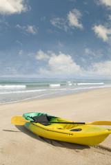Fototapeta na wymiar Summer beach with kayak