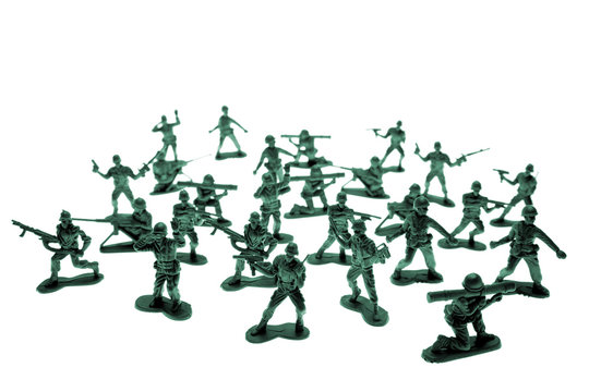 Toy soldiers over white