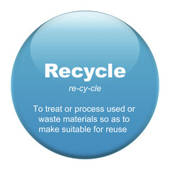 Recycle glass button isolated over white background