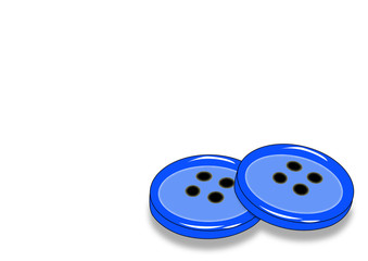 two blue four-holed buttons with shadow - illustration