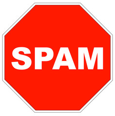 red stop sign shape with the word spam on it  - obrazy, fototapety, plakaty