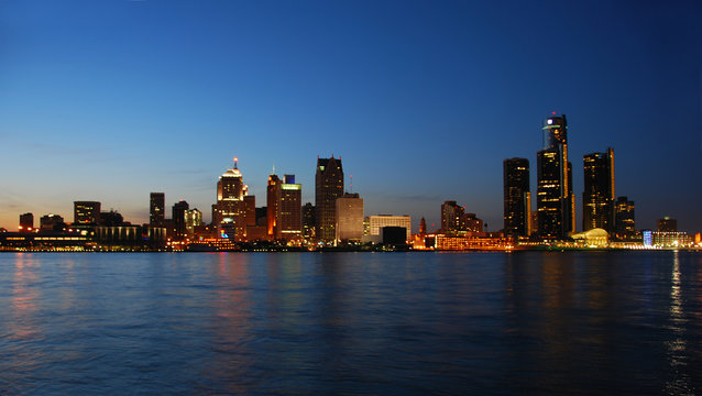 City skyline at night - Detroit, Michigan