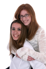 Two young women smiling 