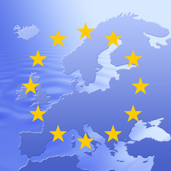 Europe Map With EU Stars