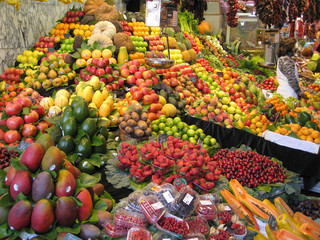 Früchtestand in Barcelona am Markt La Boqueria