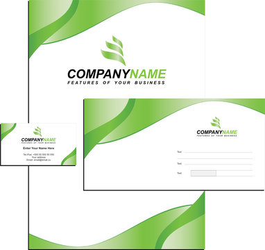 Template Identity with logo, blank, envelope and visiting card