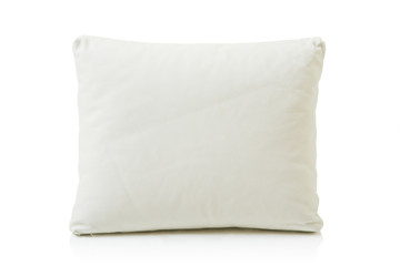 White leather pillow isolated against white background