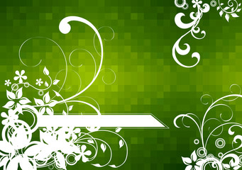 Flowers_on_green_checkered_backgrounds