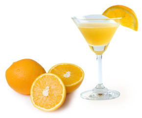 Fresh oranges juice isolated on white